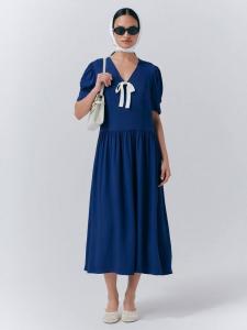 Платье миди Peoni с бантом Ghost, Dark Blue