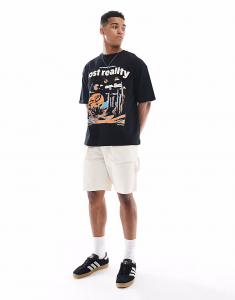 Футболка свободного кроя ASOS DESIGN с живописным рисунком черного цвета