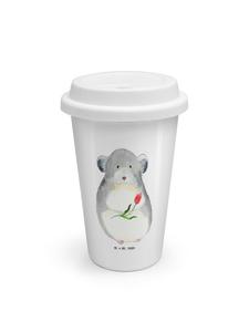 Mr. & Mrs. Panda Термокружка с изображением цветка шиншиллы, без надписи, белого цвета