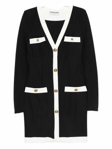 Платье с V-образным вырезом и застегивающимся на пуговицы CHIARA BONI La Petite Robe, черный