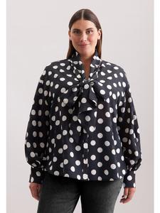 Блузка свободного кроя с рюшами черного цвета Seidensticker