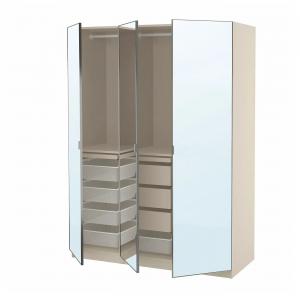 Гардероб PAX/ÅHEIM IKEA, 150x60x201 см, цвет grey-beige/mirror glass