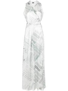 Kiton платье макси с абстрактным принтом, серый