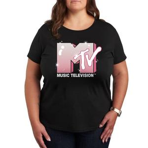 Футболка с блестящим логотипом MTV Plus Licensed Character, черный