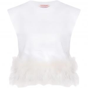 Футболка с перьевым принтом Valentino, белая