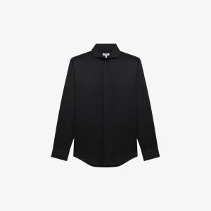 Рубашка приталенного кроя Storm из хлопкового твила Reiss, черный