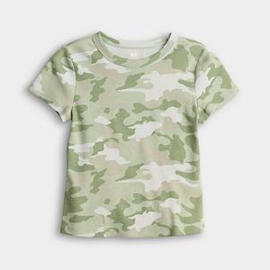 Футболка с коротким рукавом и круглым вырезом для девочек 6-20 лет, размеры regular и plus So, Green Camo