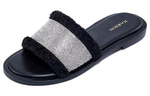 Женские черные слайдеры HARSON с резиновой подошвой устойчивые к истиранию