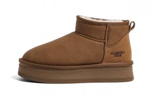 Женские зимние ботинки HUANQIU водонепроницаемые короткие, светло-коричневый