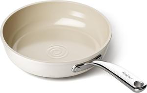 Керамическая антипригарная сковорода Redchef диаметром 20 см, с керамическим покрытием, подходит для всех типов плит, не содержит ПТФЭ, ПФАС, ПФОА, совместима с индукционными плитами, (бежевая)