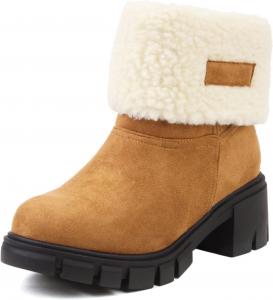 Зимние ботинки Betastella для женщин, женские ботинки до щиколотки с утеплителем из меха, средние сапоги, Brown