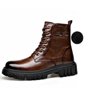 XIAOTOULANG Короткие мартинсы мужские с флисовой подкладкой коричневые, цвет Fleece-Lined Brown