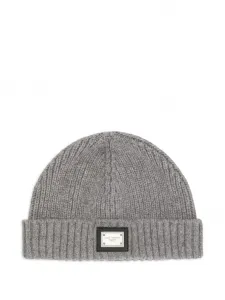 Шапка бини в рубчик с логотипом Dolce & Gabbana Kids, серый