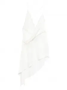 Кружевное платье мини асимметричного кроя Alex Perry, белый