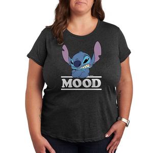 Футболка Disney's Lilo & Stitch Plus с рисунком Mood, цвет Heather Charcoal