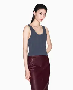 Женский укороченный топ из трикотажа Armani Exchange, темно-серый