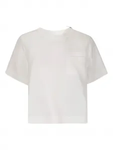 Пуловер с короткими рукавами и карманами SACAI, белый