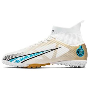 Футбольные бутсы для детей и подростков с высокой амортизацией и износостойкостью D&W, белый/золотой