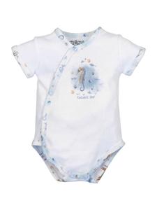 Nini Боди с короткими рукавами, украшенное белыми морскими обитателями