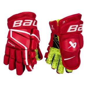 BAUER Новая модель 2022: перчатки и защита для хоккея, промежуточный уровень, для юниоров и взрослых, красные, 28 см