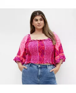 Топ с принтом Самара больших размеров CITY CHIC, розовый