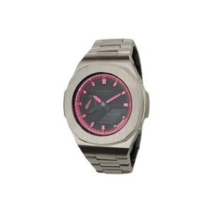 Часы Casio G-Shock Analog-Digital 2100 Series, арт. GA-2100-1A1, серебристый/черно-розовый