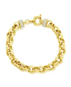 Браслет из стерлингового серебра с массивными звеньями цепи и фианитами Simona, gold