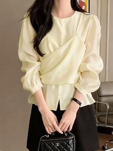 Блузка с запахом. Женские топы Doux Belle, цвет Lemon Yellow