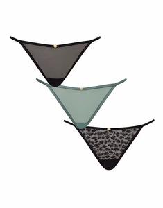 Комплект из 3 сетчатых стрингов черного цвета Kbx