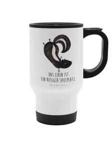 Белая дорожная кружка-подставка для рук в виде скунса с надписью Mr. & Mrs. Panda