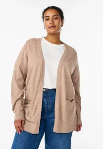 Длинный кардиган с сумкой Zizzi, Simply Taupe Melange