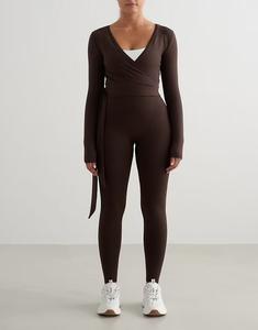 Бесшовный топ Chocolate с длинным рукавом шоколадного цвета Aim'N