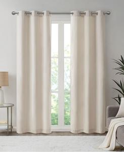 Комплект из двух штор Galen Basketweave для затемнения комнаты, серебристые люверсы, подходит для карниза диаметром до 3 см, ширина 102 см, длина 213 см, цвет Pitch Black, оттенок Ambiance Blue, 2 шторы Madison Park