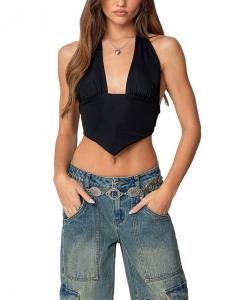 Топ с открытой спиной и треугольными чашечками Edikted, черный
