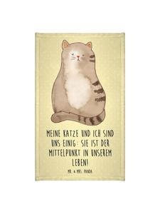 Mr. & Mrs. Panda Полотенце с изображением кошки, сидящей и говорящей пастельно-желтым цветом