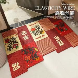 Dajiang Ковер 50х80 см для прихожей, красный шелковый петлевой, грязеотталкивающий, нескользящий, утолщенный