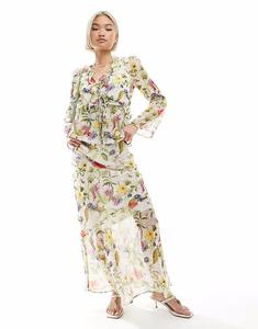 Юбка макси French Connection Hallie с белым цветочным принтом