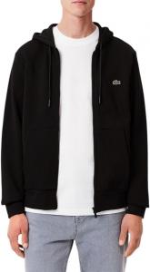 Lacoste мужская худи с длинным рукавом, сплошная расцветка, на молнии, Noir Black