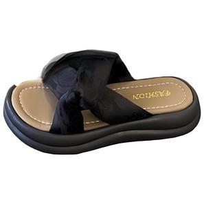 Женские сандалии-слайдеры с вышитой резиновой подошвой, устойчивые к истиранию и скольжению WUJI, Black