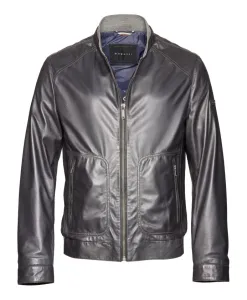 Стильная кожаная куртка с аппликацией в виде логотипа. Bugatti, черный