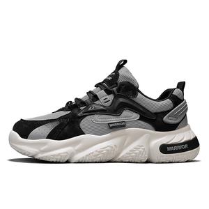 WARRIOR Серо-черные мужские дышащие устойчивые к истиранию низкие массивные кроссовки для увеличения роста, цвет Gray Black