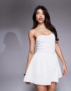 Платье-бандо мини-платье-корсет с вырезом сердечком в стиле Missyempire белого цвета