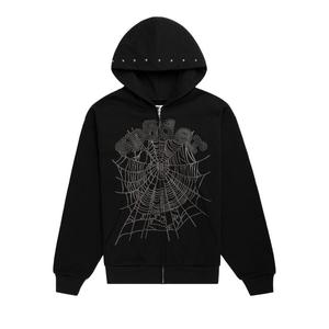 Худи Sp5der Og Web Studded Zip Hoodie 'Black', черный