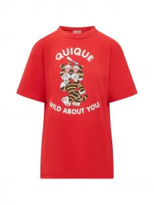 Футболка с мультяшным принтом KENZO, красный