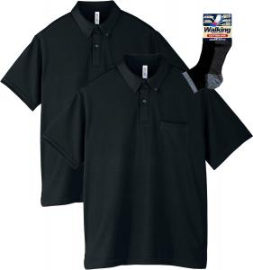 Футболка-поло Glimmer 00331-ABP с коротким рукавом, плотность ткани 4,4 унции, на пуговицах, с карманом, черный