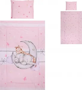 Детский комплект постельного белья , 3 предмета, пододеяльник 140 x 95 см, подушка 43 x 35 см, простыня 150 x 100 см, розовый Lorelli