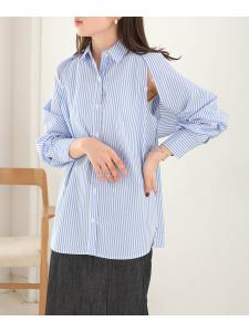 Многослойная полосатая рубашка-накидка