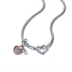 Ювелирный набор Pandora Moments Studded Chain Necklace and Heart Dangle Set, покрытие - розовое золото