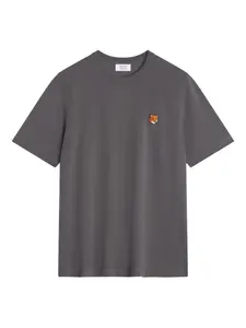 Футболка с круглым вырезом и нашивкой в виде лисы Maison Kitsuné, серый