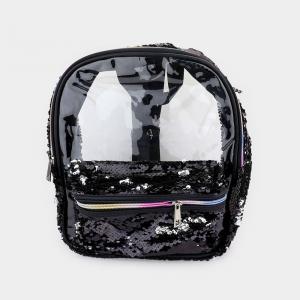 Блестящий радужный прозрачный мини-рюкзак с молнией FASHNZFAB, черный